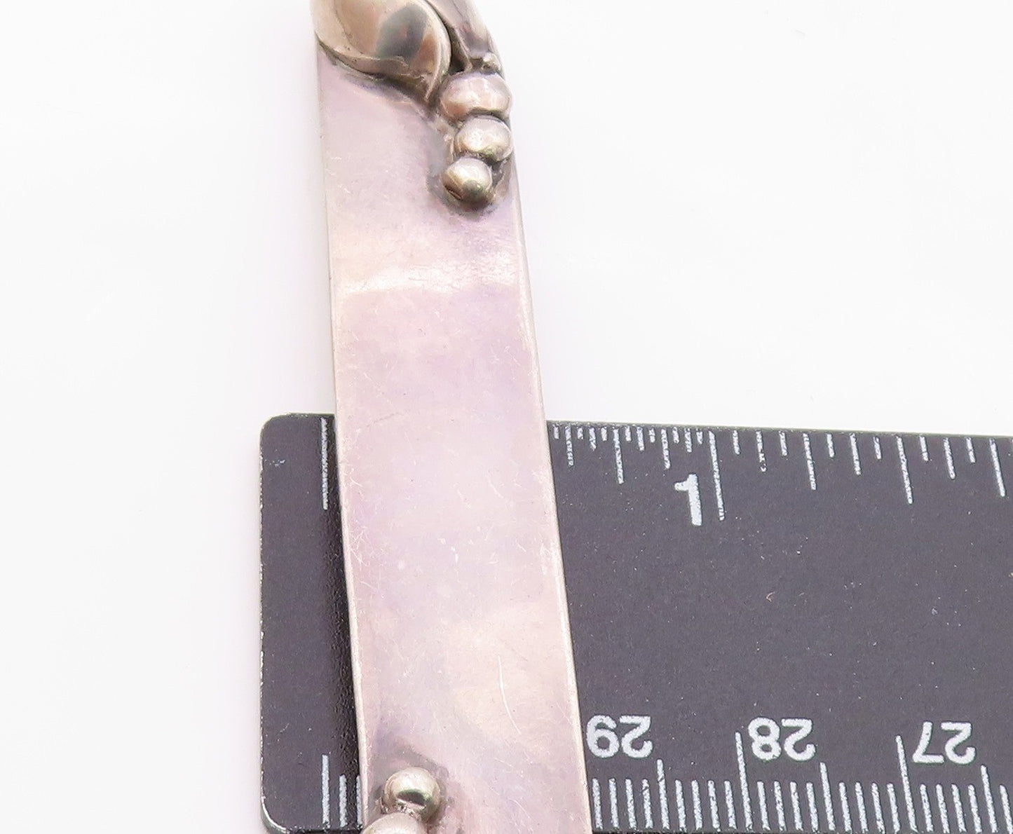 925 Sterling Silver Vintage Floral Detail Smooth Bar 2 Prong Pin TR2067