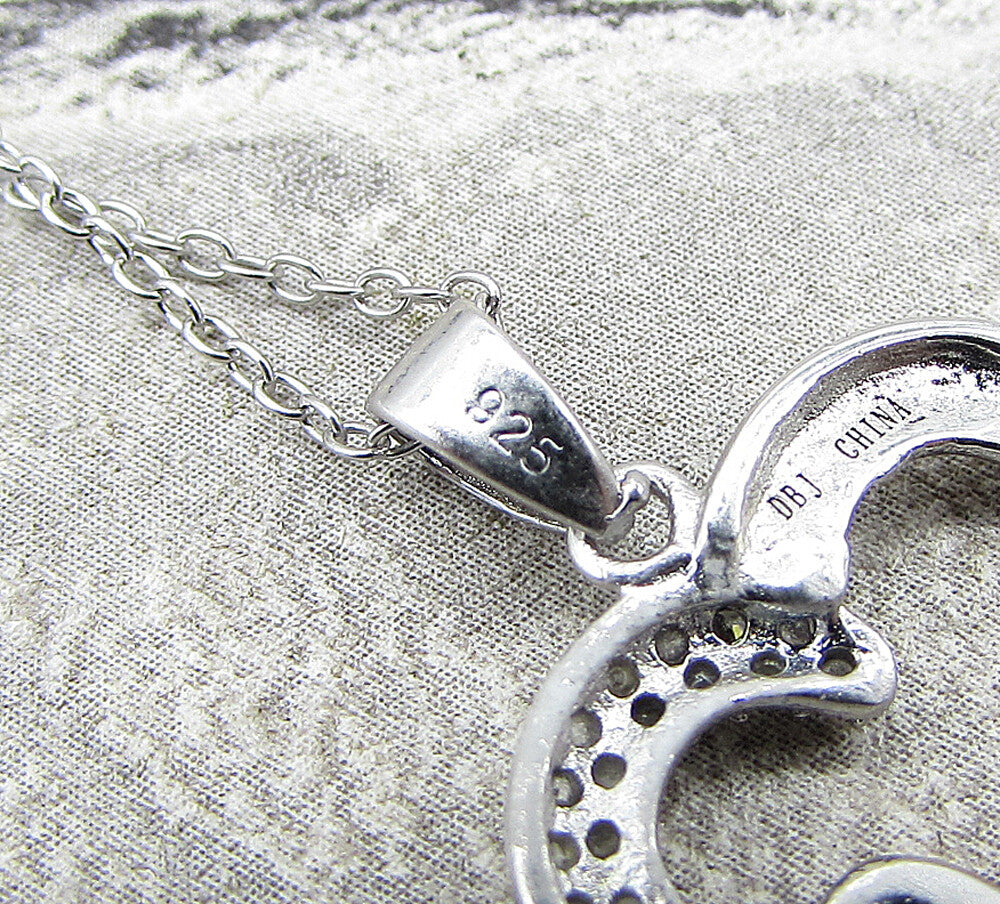 925 Sterling Silver Cubic Zirconia 2 Tone Love Heart Pendant & Chain PT1282