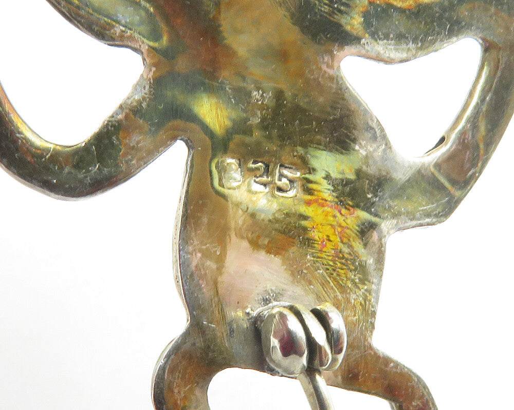 925 Sterling Silver Vintage Shiny Angel Outline Smooth Brooch Pin BP4328