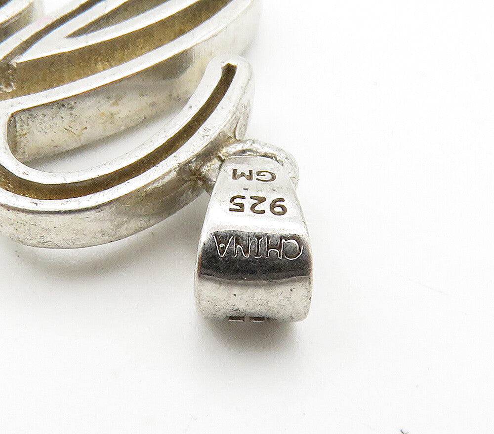 925 Sterling Silver Vintage Shiny Cubic Zirconia C Initial Pendant PT12458