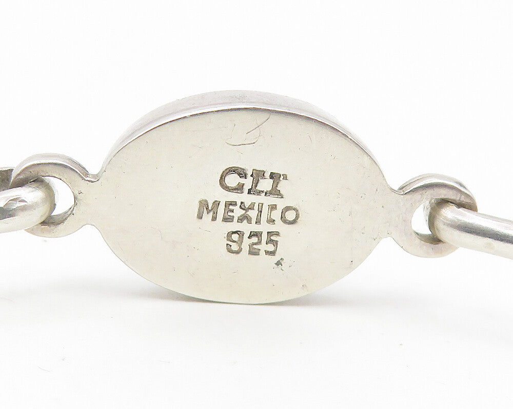 CII MEXICO 925 Silver Vintage Black Onyx & Tiger's Eye Bangle Bracelet BT4636