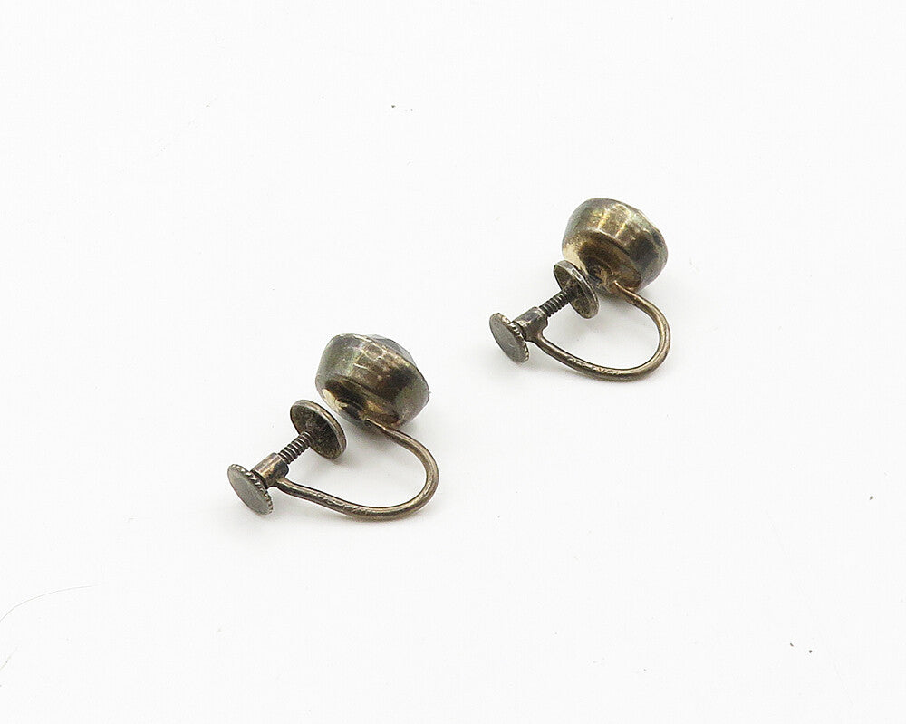 925 Sterling Silver Vintage Pink Topaz Non Pierce Round Stud Earrings EG9478
