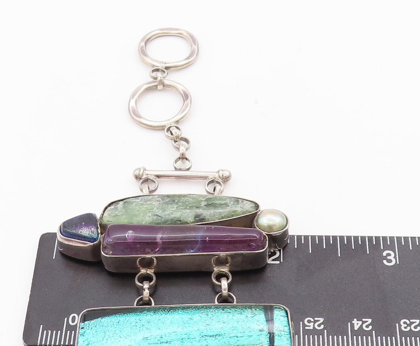 925 Sterling Silver Vintage Bracelet Heavy Designer Multi Stone Buddha BT10357
