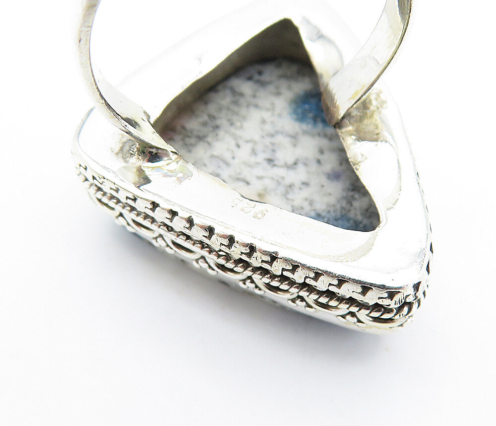 925 Sterling Silver Dendrite Agate Triangle Cocktail Ring Sz 9.5 RG7740