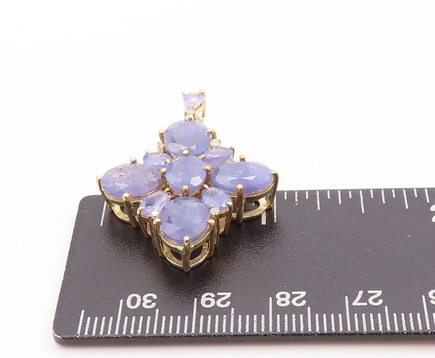 925 Sterling Silver Vintage Pendant Gold Plated Oval Drop Cut Tanzanite PT24156