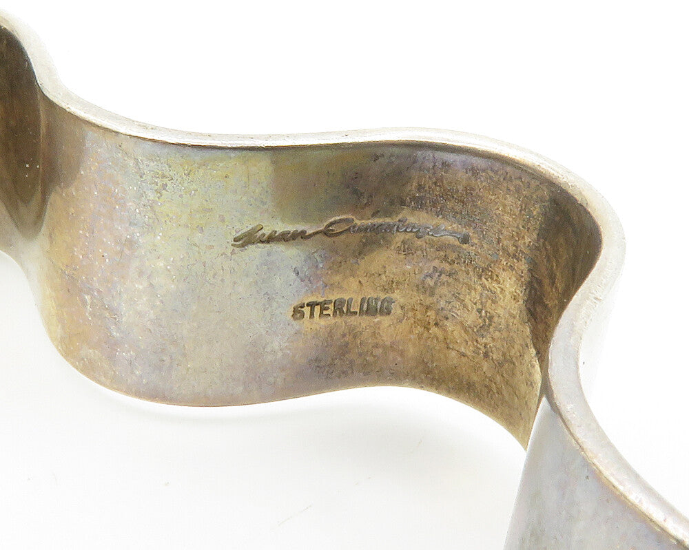 SUSAN CUMMINGS 925 Sterling Silver Vintage Smooth Wavy Bangle Bracelet BT5664