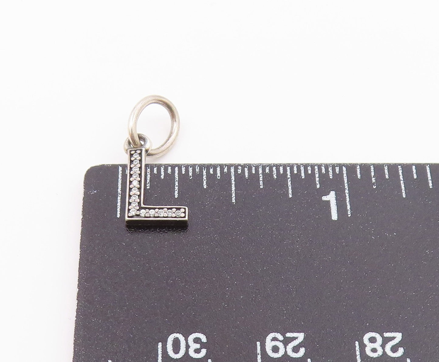PANDORA 925 Sterling Silver Vintage Petite Topaz L Initial Pendant PT17943