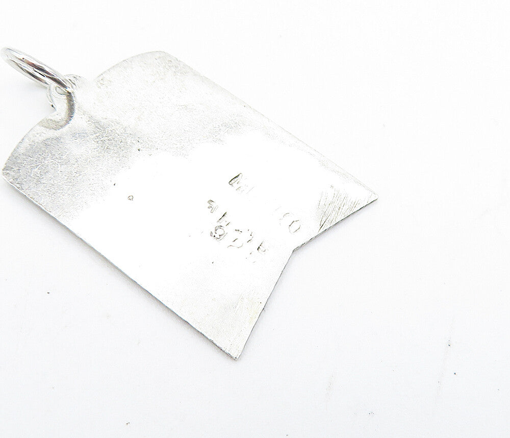 MEXICO 925 Sterling Silver Vintage Etched Roman Numerals Pendant PT5719