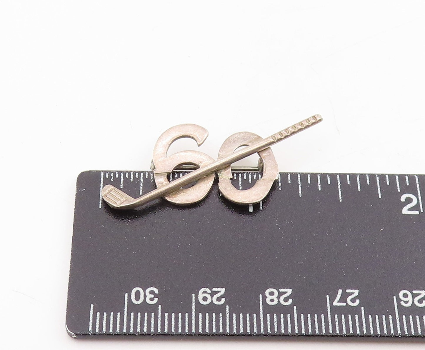 925 Sterling Silver Vintage Brooch Etched 60 Year Golfer Sport Charm BP12034