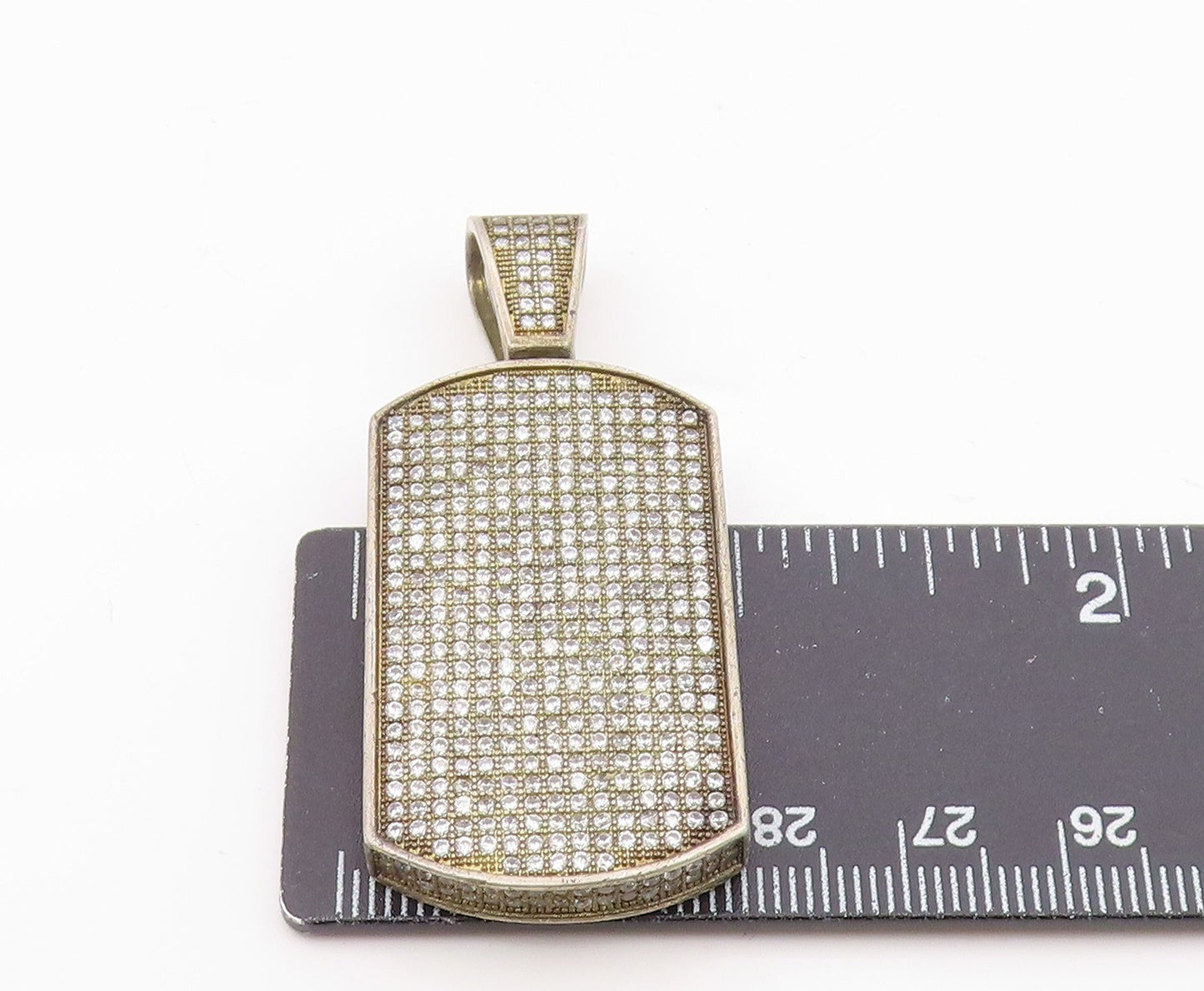 925 Sterling Silver Vintage Shiny Cubic Zirconia Encrusted Pendant PT12453