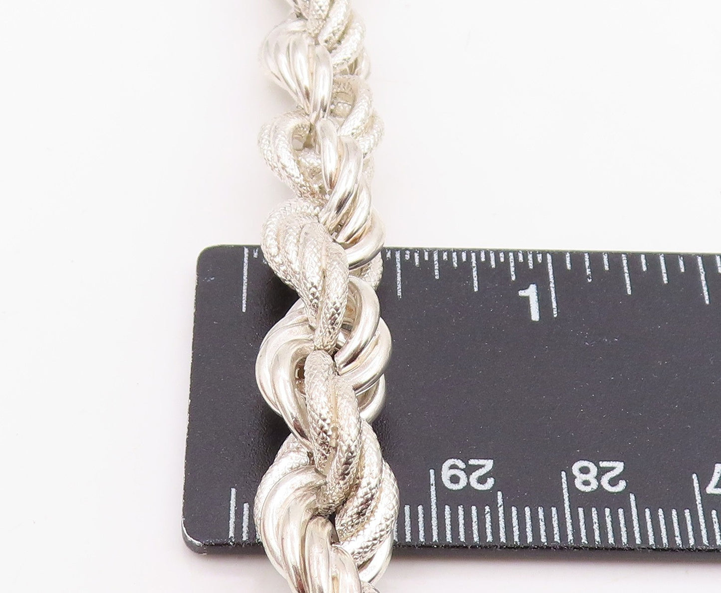 925 Sterling Silver Vintage Bracelet Modernist Solid Twisted Rope Chain BT11872
