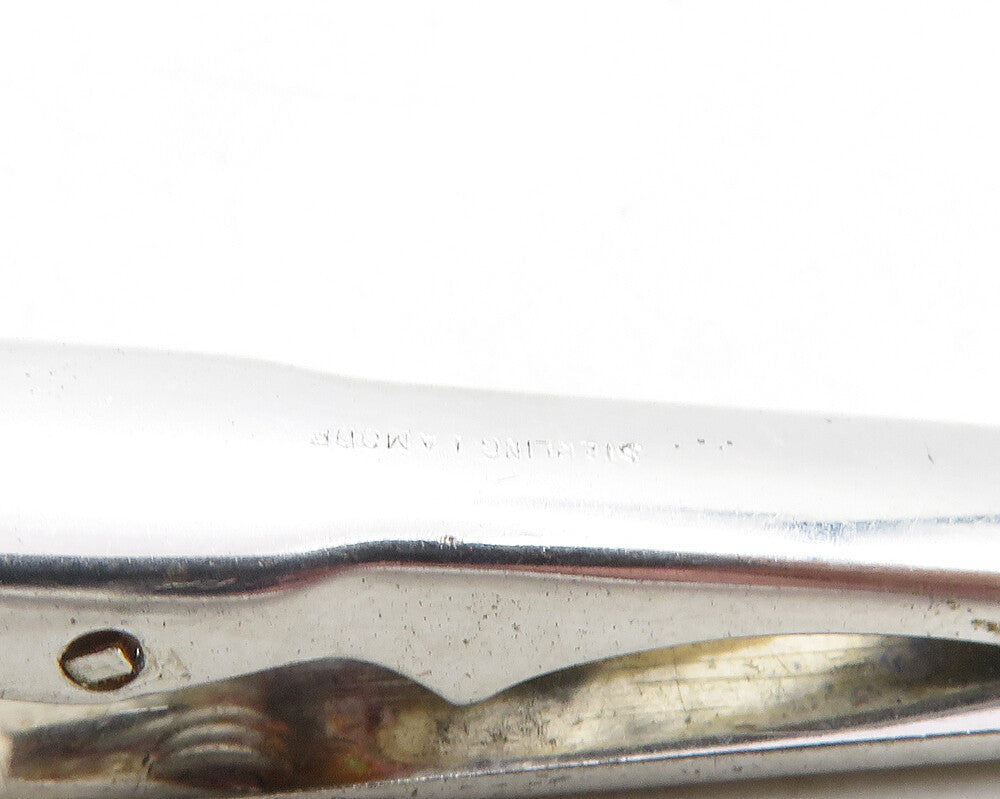 925 Sterling Silver Vintage Petite Pearl Shiny Star Etched Tie Clip TR1647