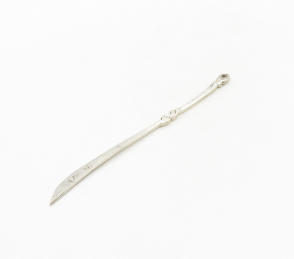 925 Sterling Silver Vintage Etched Detail Petite Sword Motif Pendant PT12842