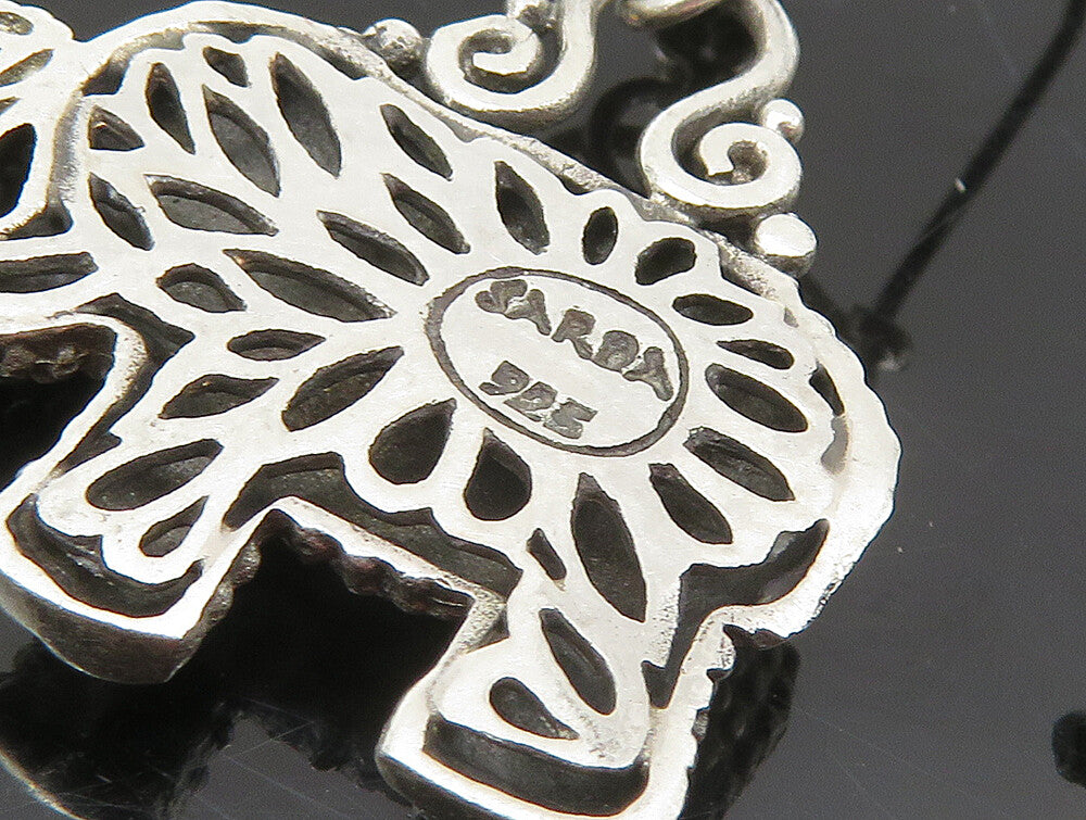 SARDA 925 Sterling Silver Vintage Textured Elephant Dangle Earrings EG11475