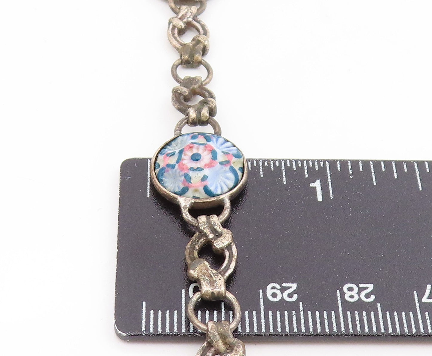 925 Sterling Silver Vintage Bracelet Antique Carved Floral Blossom Link BT11925