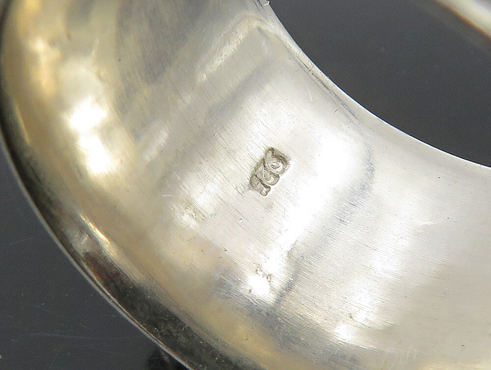 925 Sterling Silver Vintage 2 Tone Hammered Floral Band Ring Sz 10 RG23761