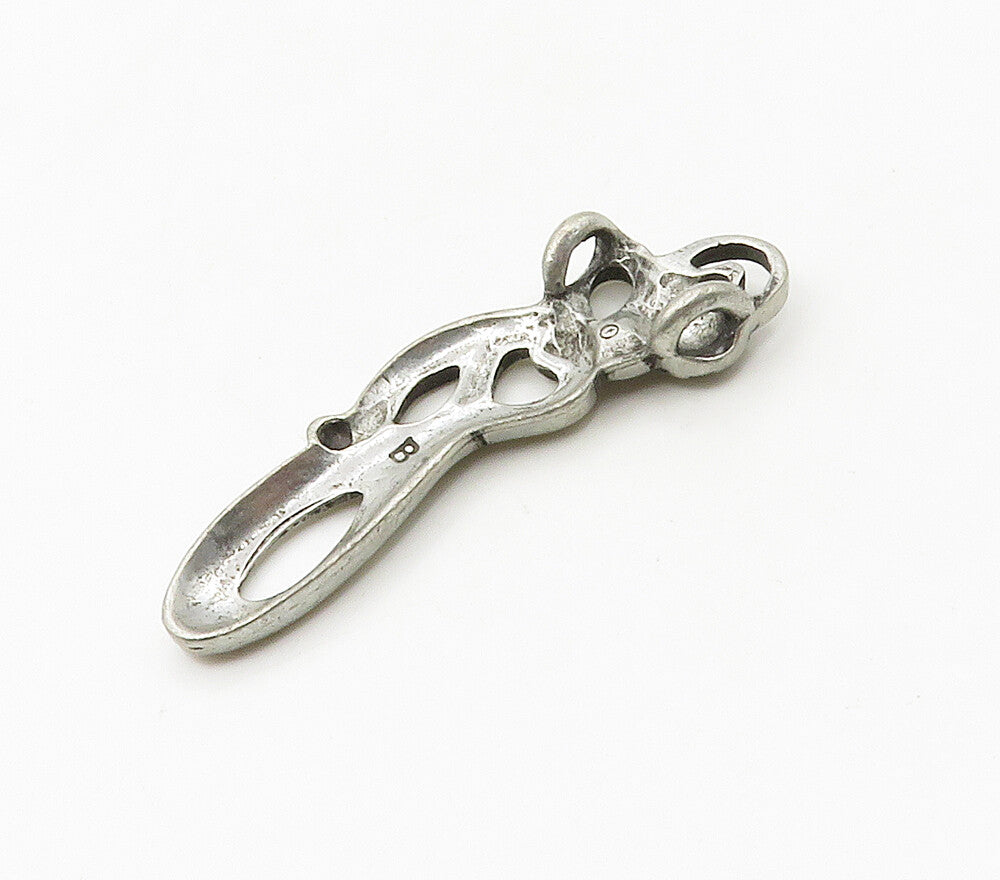 925 Sterling Silver Vintage Modernist Smooth Swirl Design Pendant PT12878