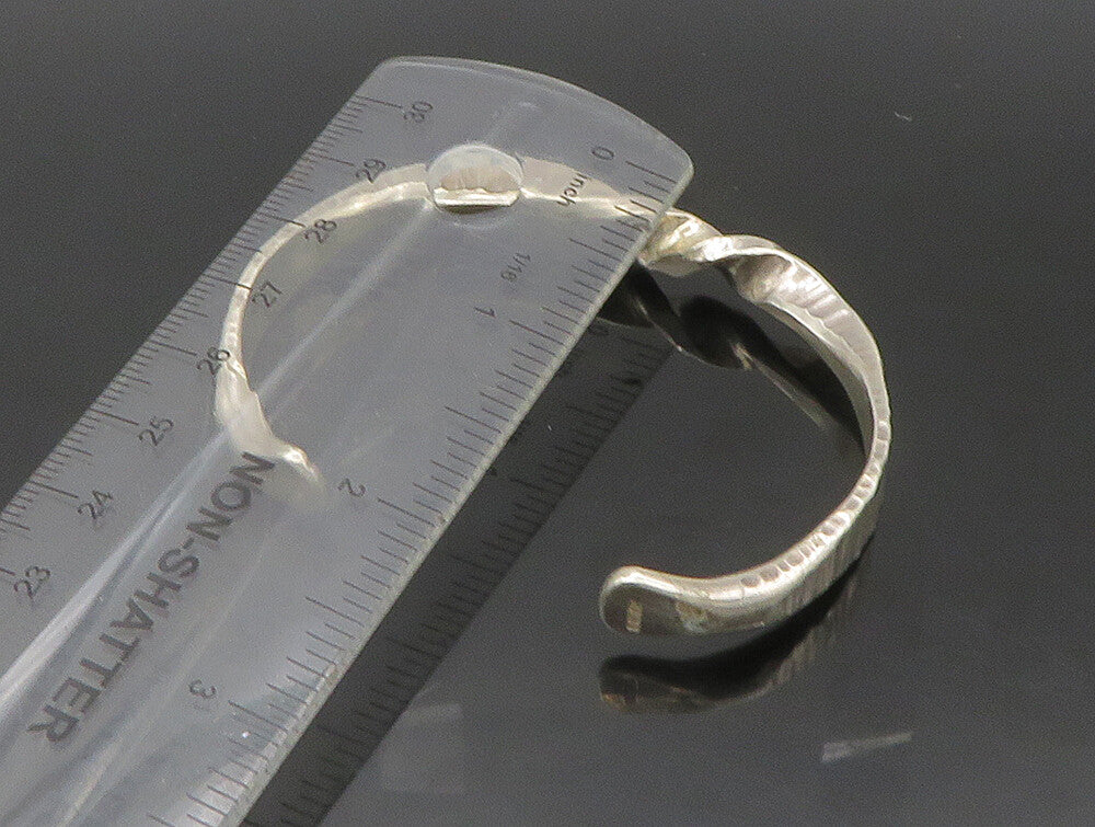 LINDA ALLARD 925 Silver Vintage Shiny Textured Twist Cuff Bracelet BT9315