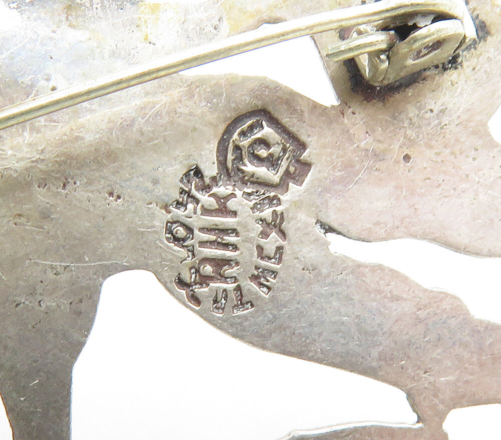 MEXICO 925 Sterling Silver Vintage Man With Carrying Pole Brooch Pin BP6240
