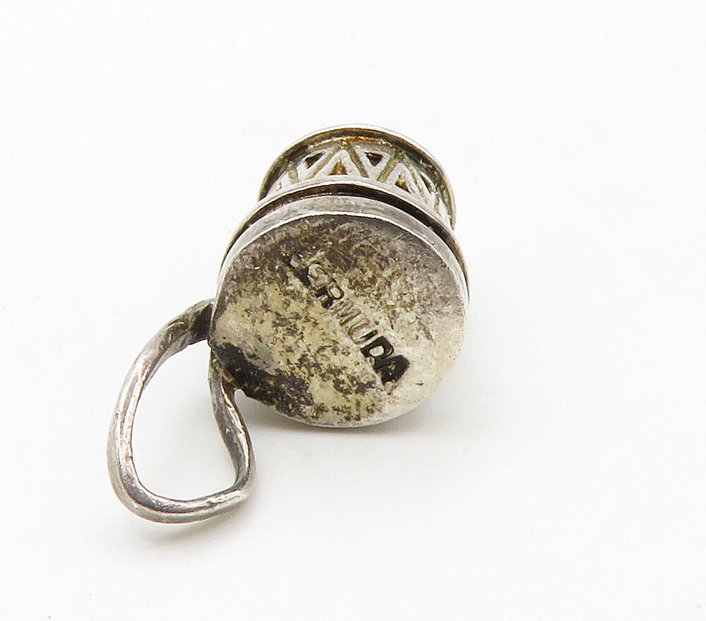 925 Sterling Silver Vintage Petite Etched Detail Hollow Drop Pendant PT11692