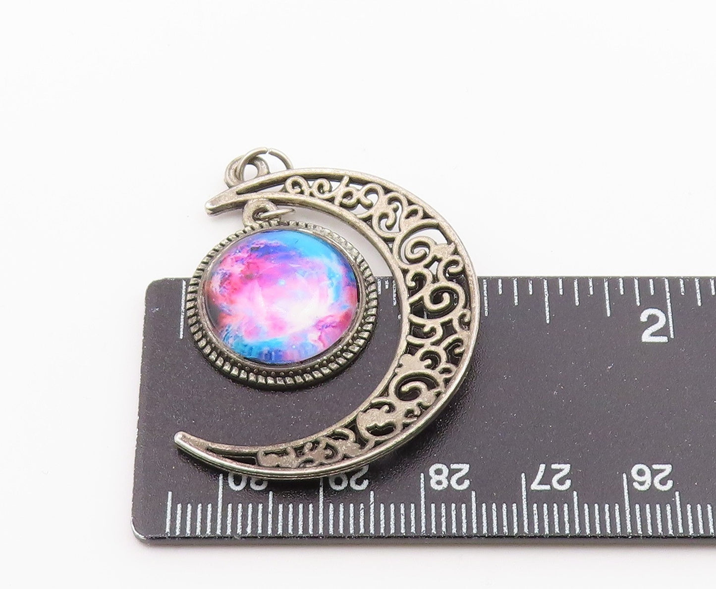 925 Sterling Silver Vintage Swirl Pattern Crescent Moon Pendant PT16732