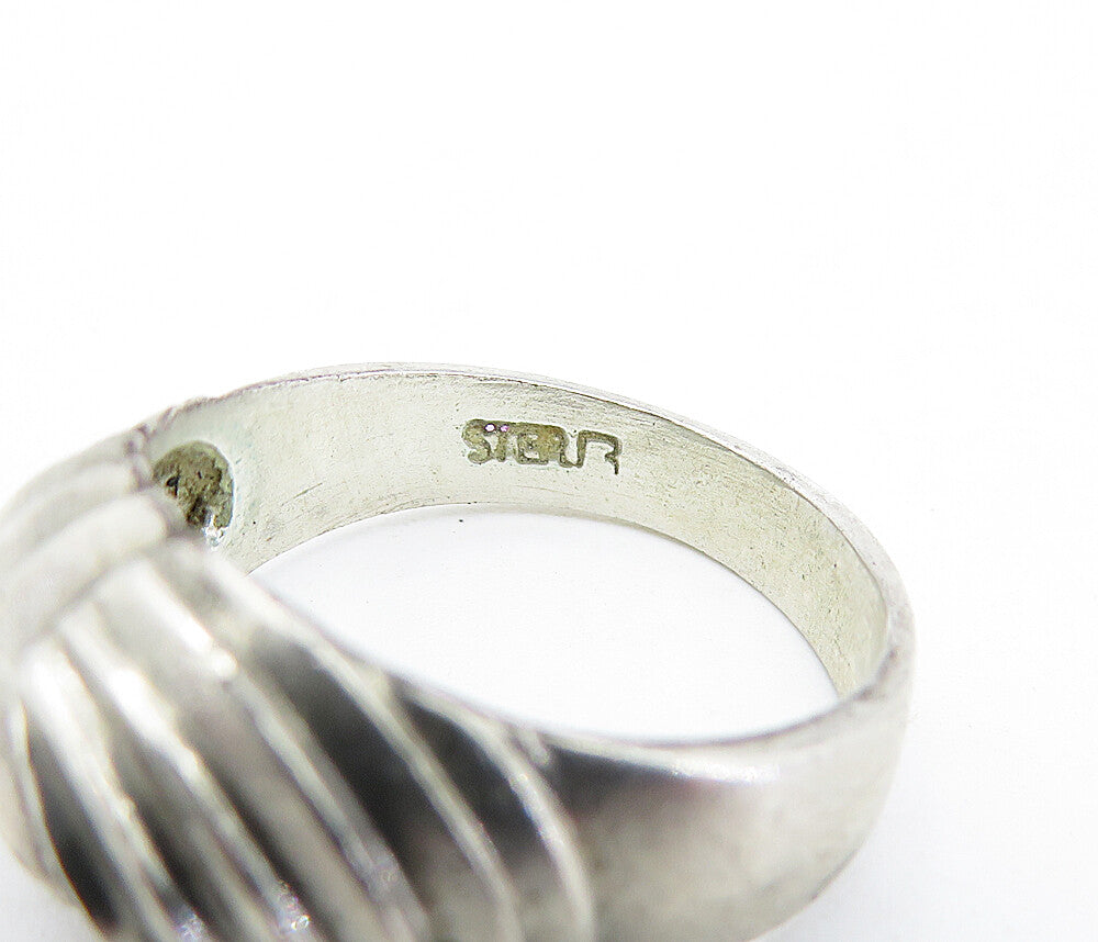 925 Sterling Silver Vintage Fluted Dome Design Round Band Ring Sz 6 RG4757