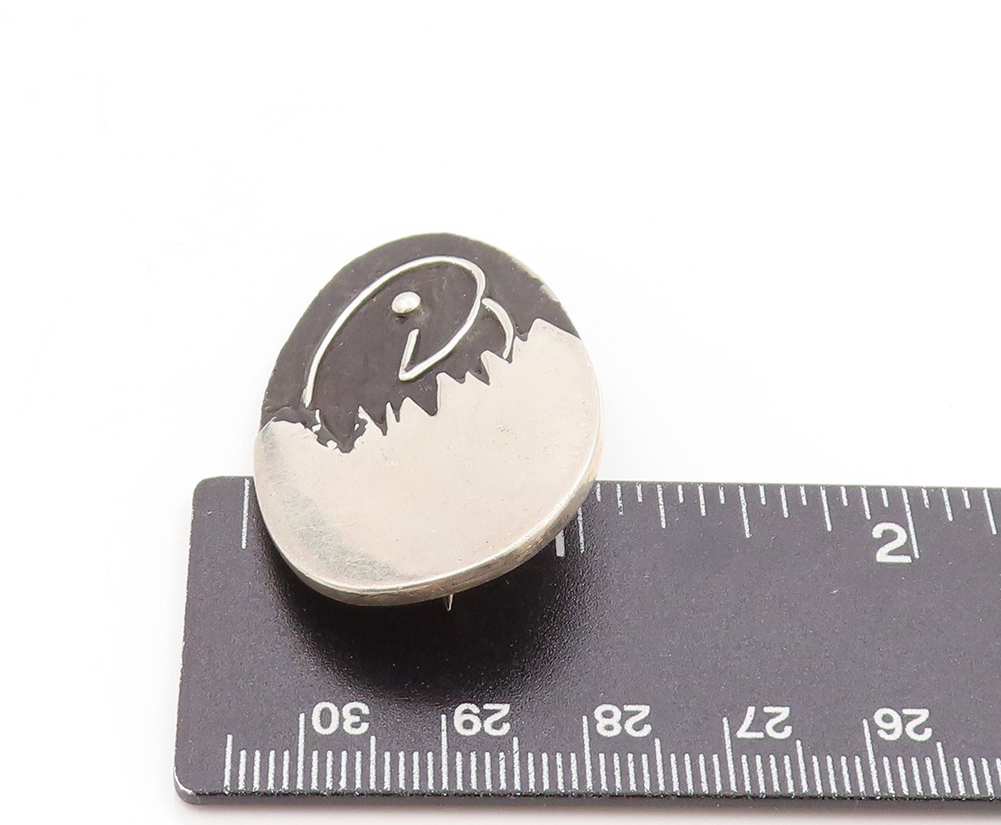 925 Sterling Silver Vintage Brooch Designer Yin & Yang Of The Owl BP11867