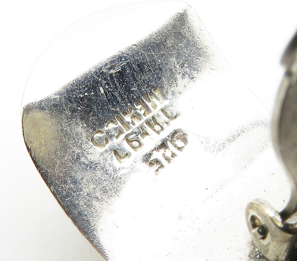 MEXICO 925 Silver Vintage Shiny Fluted Dome Non Pierce Earrings EG8056