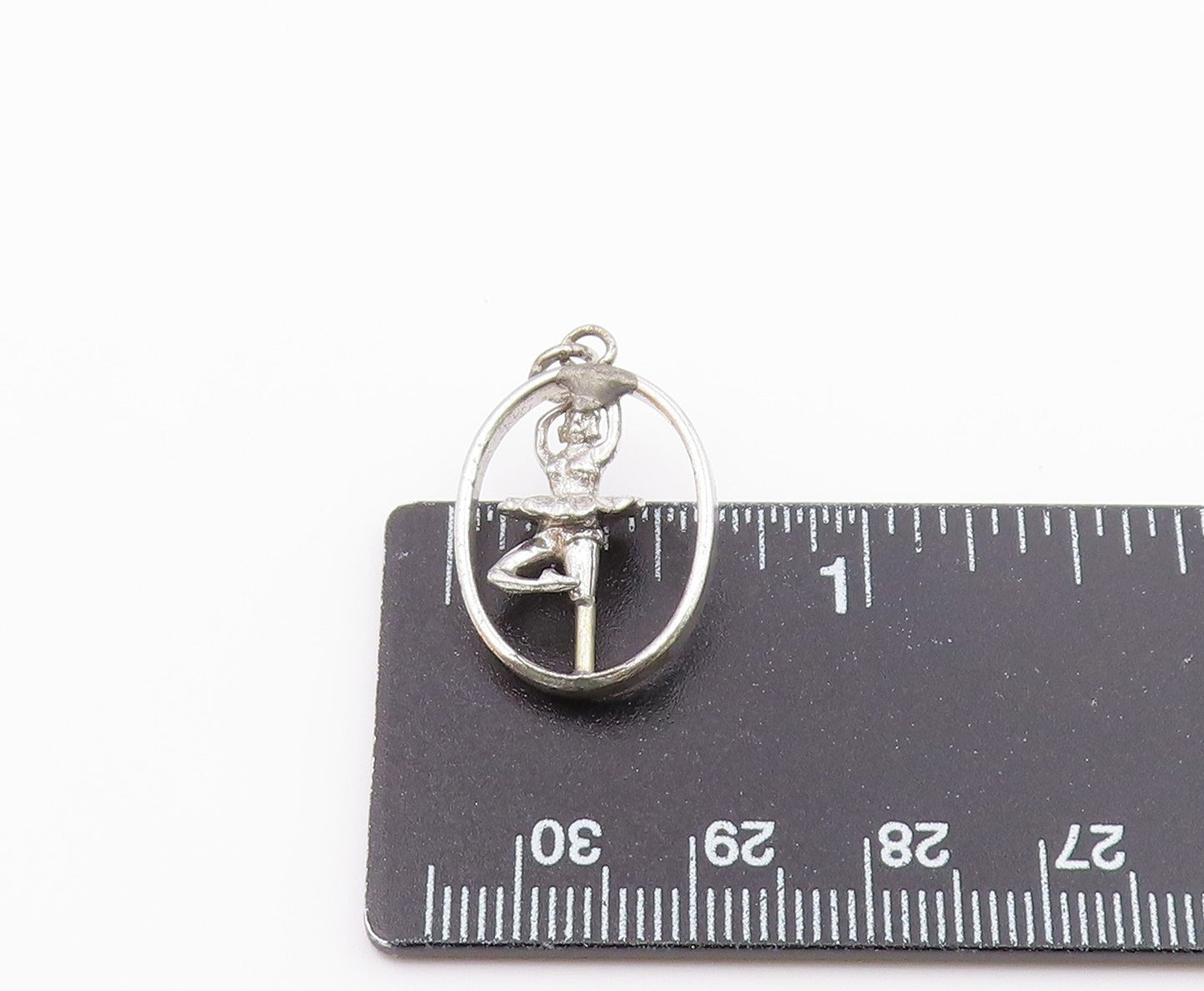 925 Sterling Silver Vintage Shiny Ballet Dancer Petite Pendant PT18464