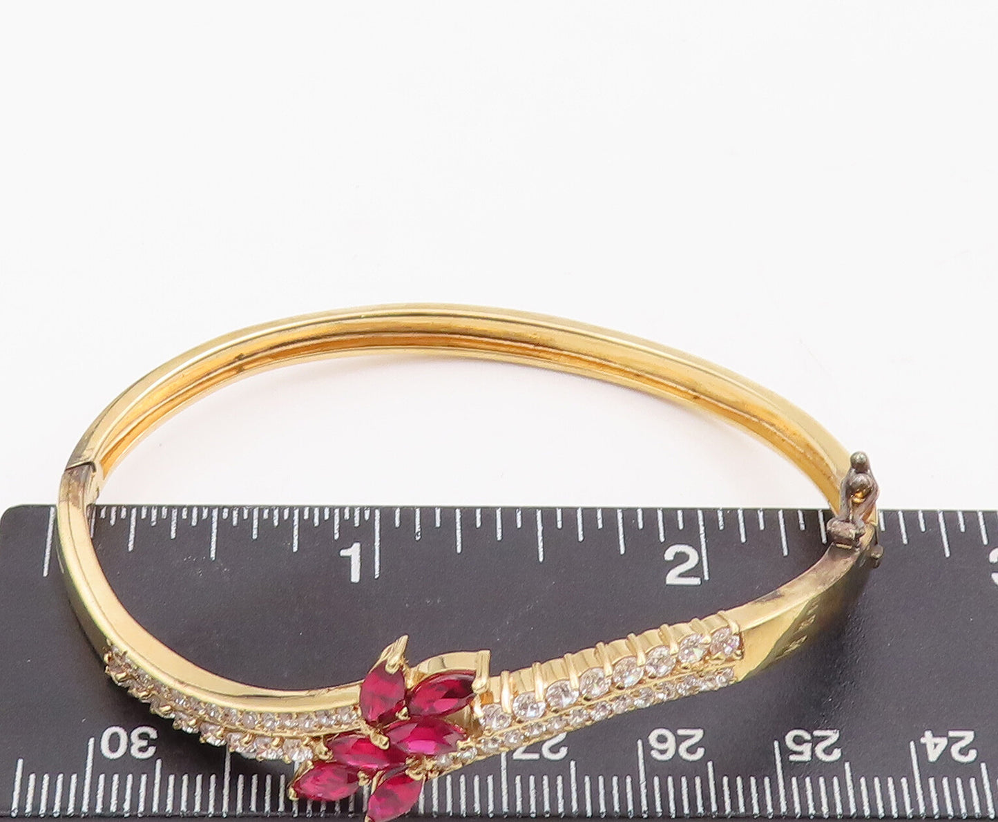 925 Sterling Silver Vintage Bracelet Gold Plated 2 Tone CZ Floral Inlay BT10527