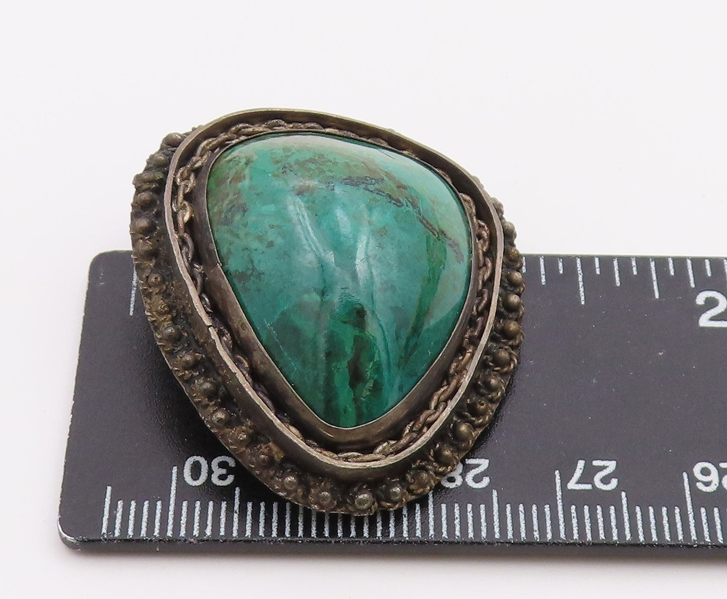 ISRAEL 925 Silver Vintage Beads & Rope Chain Border Eilat Brooch Pin BP10285