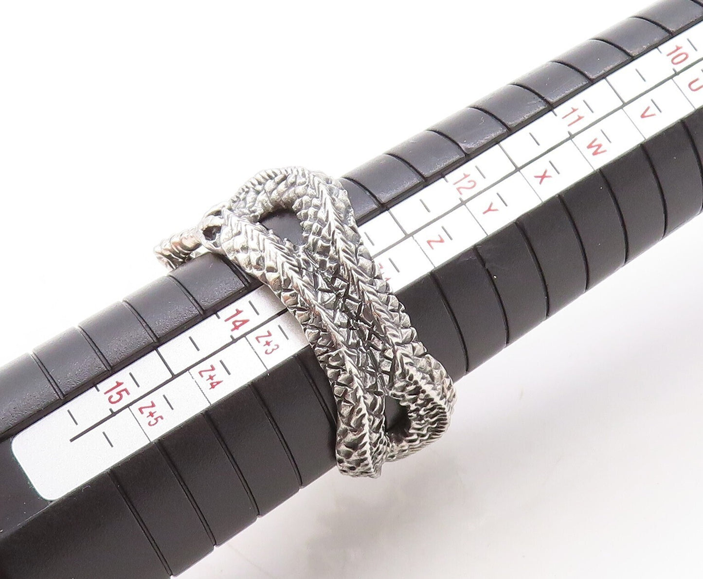 925 Sterling Silver Vintage Ring Dark Tone Wrap Around Dragon Sz 13.5 RG31307