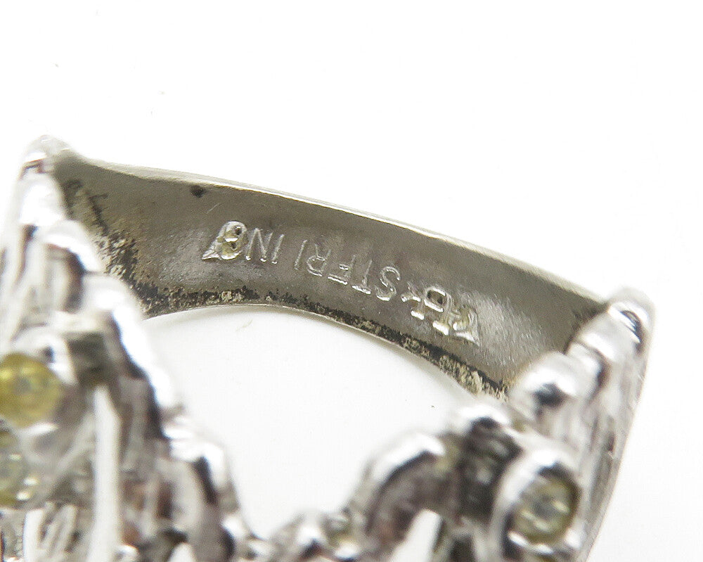 UNCAS 925 Sterling Silver Vintage Topaz Sculpted Band Ring Sz 8 RG10003