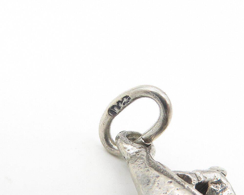 925 Sterling Silver Vintage Dark Tone Man Rowing Gondola Boat Pendant PT9107