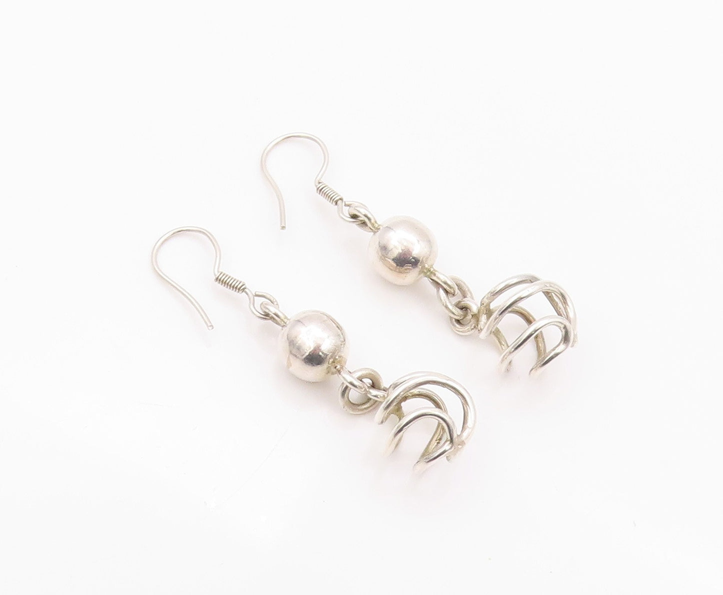 925 Sterling Silver Vintage Earrings Modernist Designer Drop Dangling EG13505