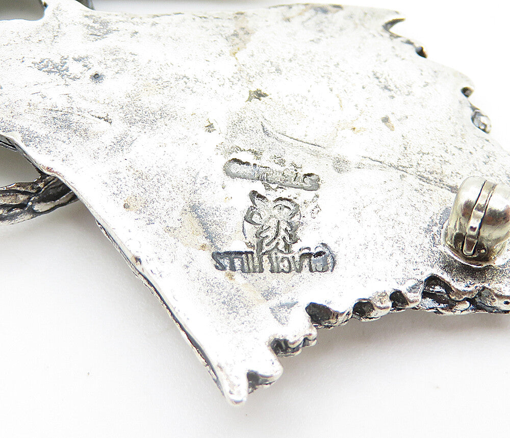 BLACK WILLS 925 Sterling Silver Vintage Textured Ribbon Brooch Pin BP2834