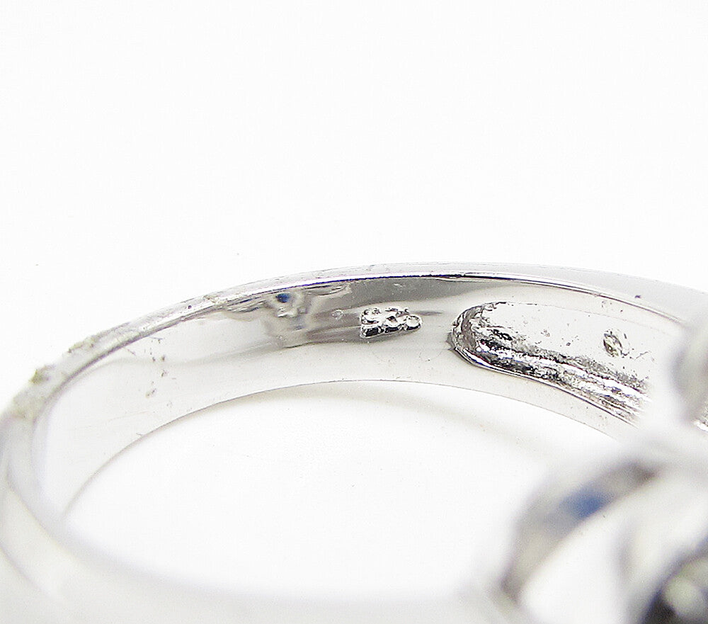 925 Silver Blue Topaz & White Cubic Zirconia Floral Cocktail Ring Sz 7 RG3437