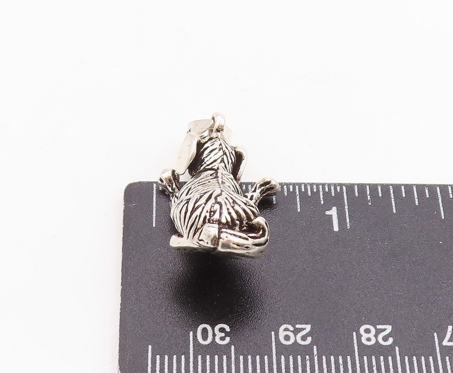 925 Sterling Silver Vintage Pendant Tiger Striped Dog Charm (MOVES) PT24726