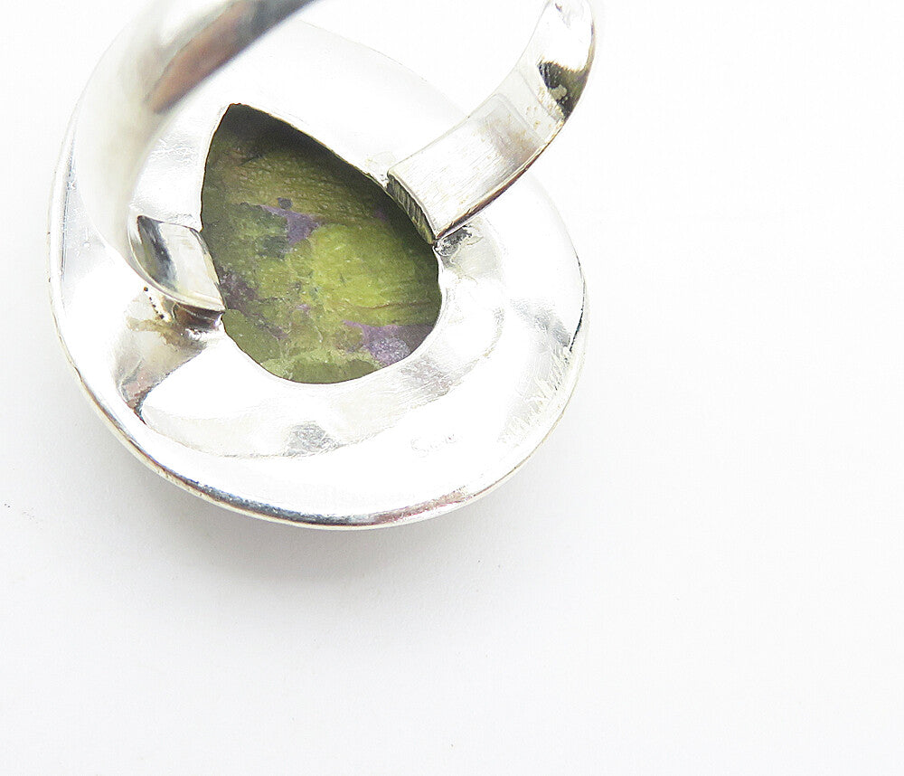 925 Sterling Silver Pear Shaped Jasper Shiny Twist Cocktail Ring Sz 8 RG8455