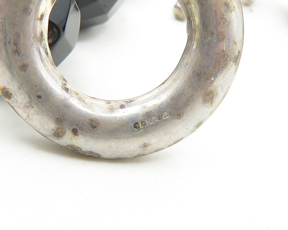 DAVID SIGAL 925 Silver Vintage Faceted Black Hematite Chain Necklace NE2929