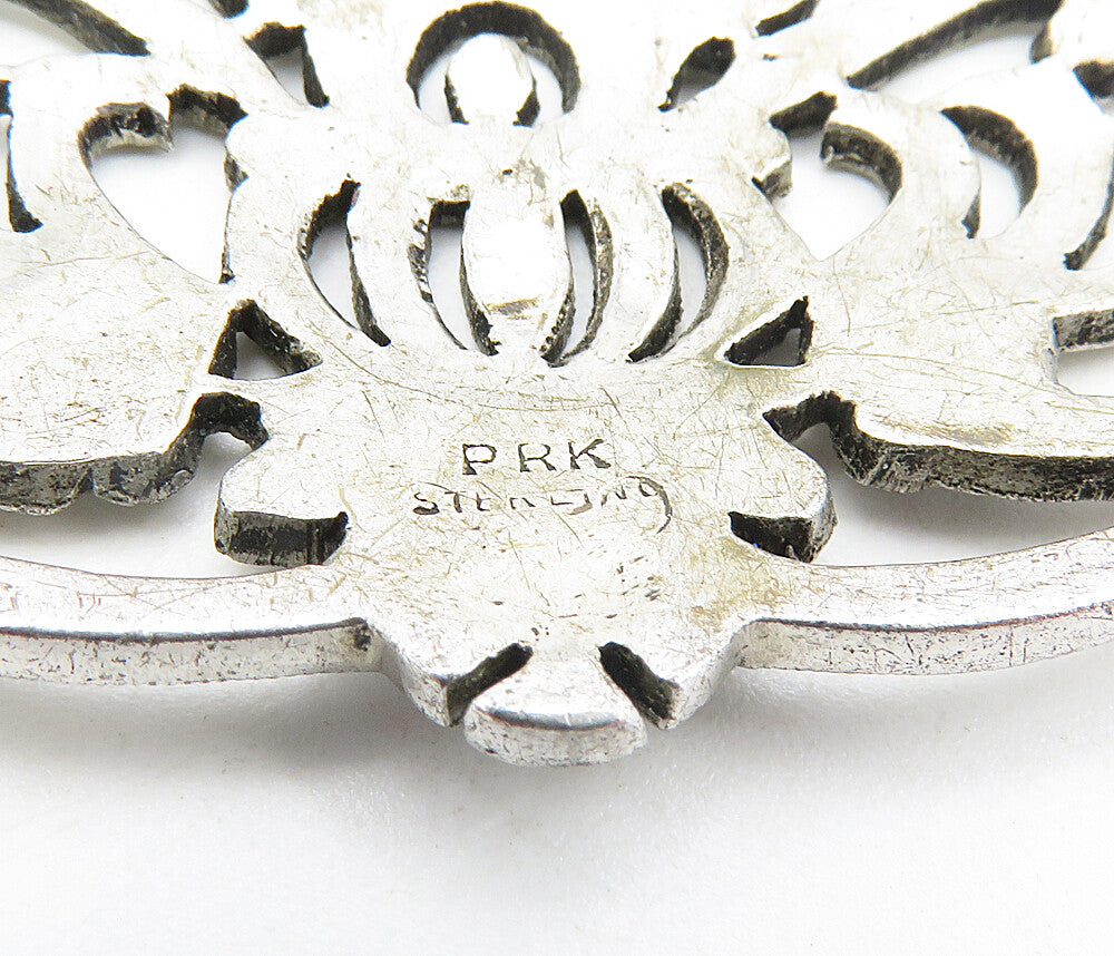 PRK 925 Sterling Silver Vintage Sparkling Floral Swirl Brooch Pin BP3307