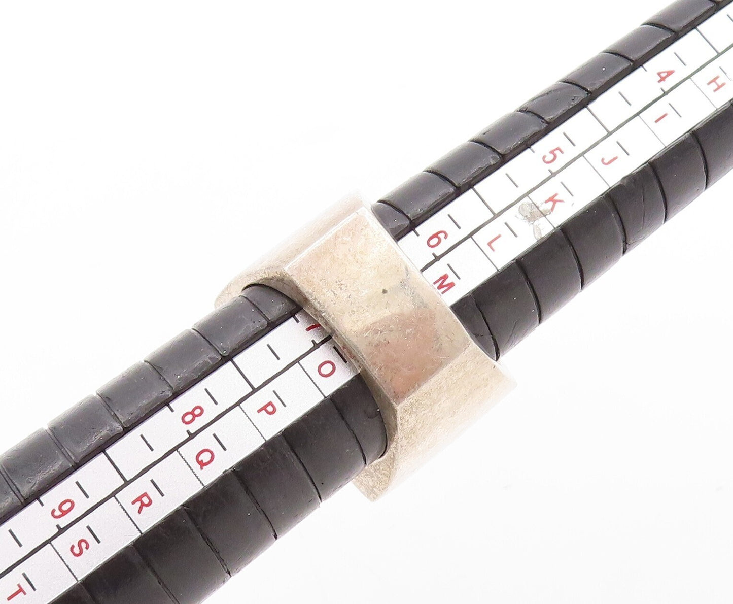 925 Sterling Silver Vintage Ring Designer Solid Large Rectangle Sz 6.5 RG31447