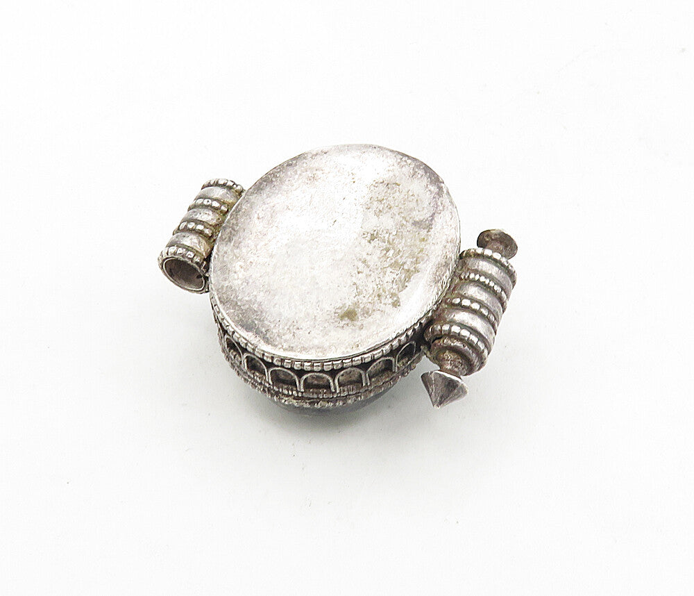 925 Sterling Silver Vintage Antique Cabochon Cut Jasper Slide Pendant PT6434