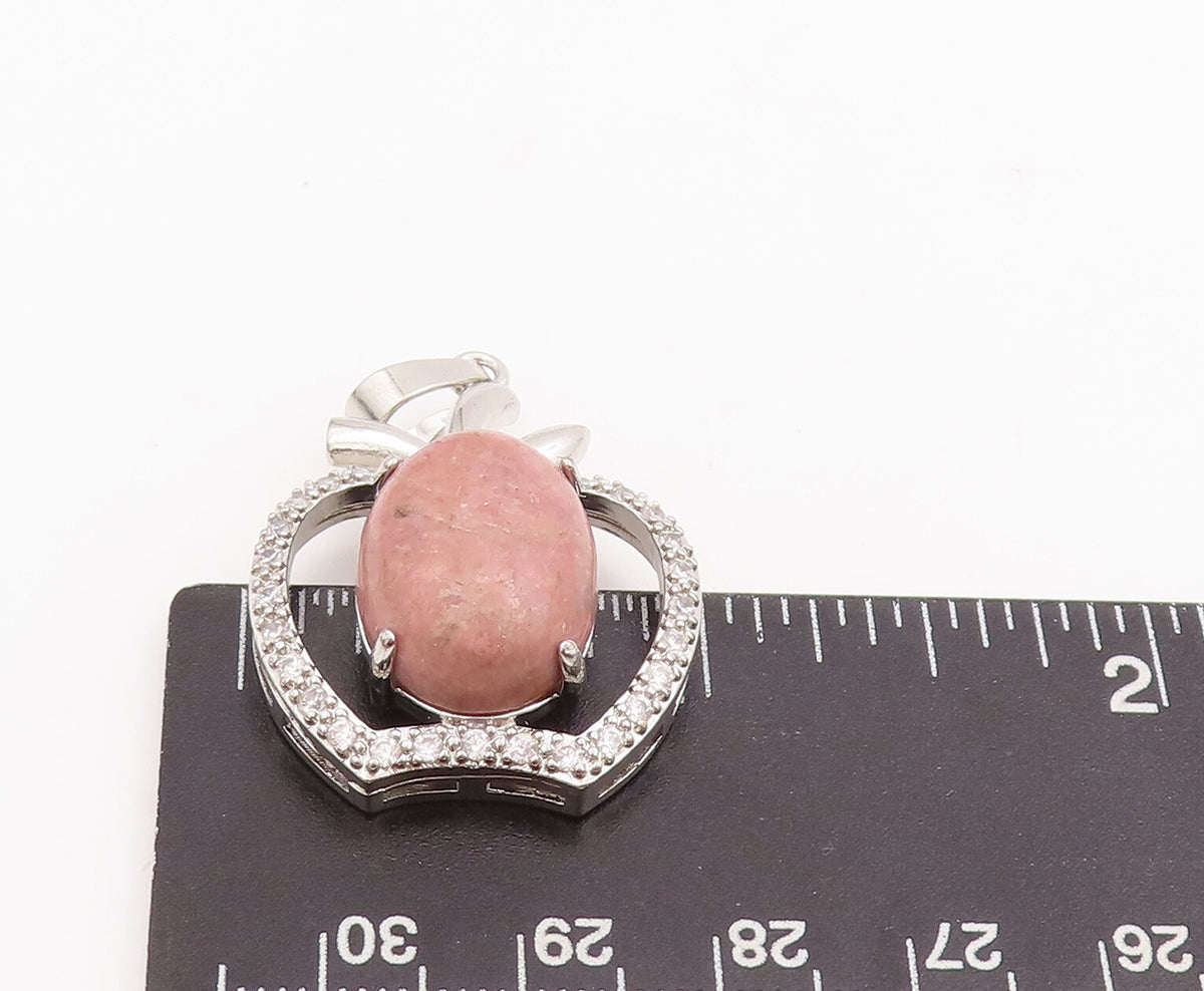 925 Sterling Silver Vintage Pendant Solid 2 Tone Gemstones Beaded Apple PT22842