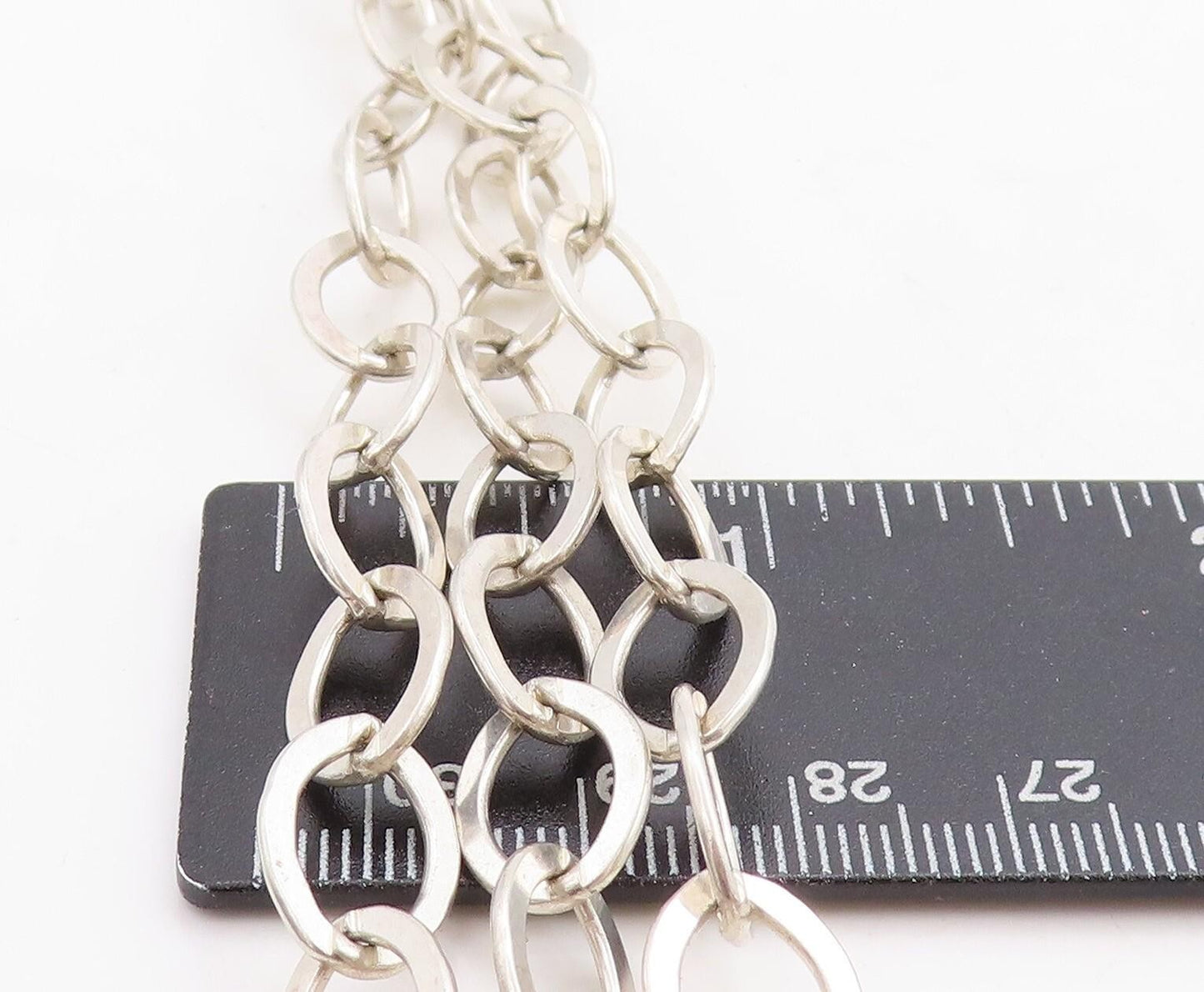 925 Sterling Silver Vintage Shiny Minimalist Oval Link Chain Necklace NE1786