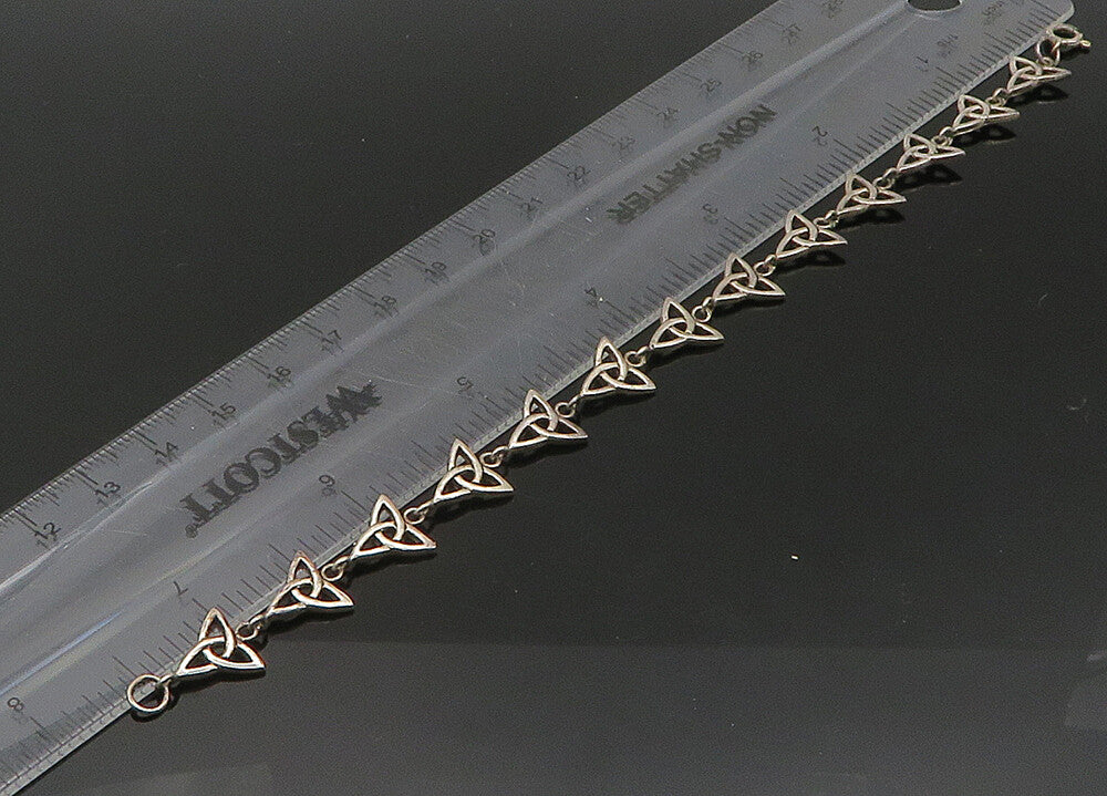 PETER STONE 925 Sterling Silver Vintage Celtic Knot Chain Bracelet BT8636
