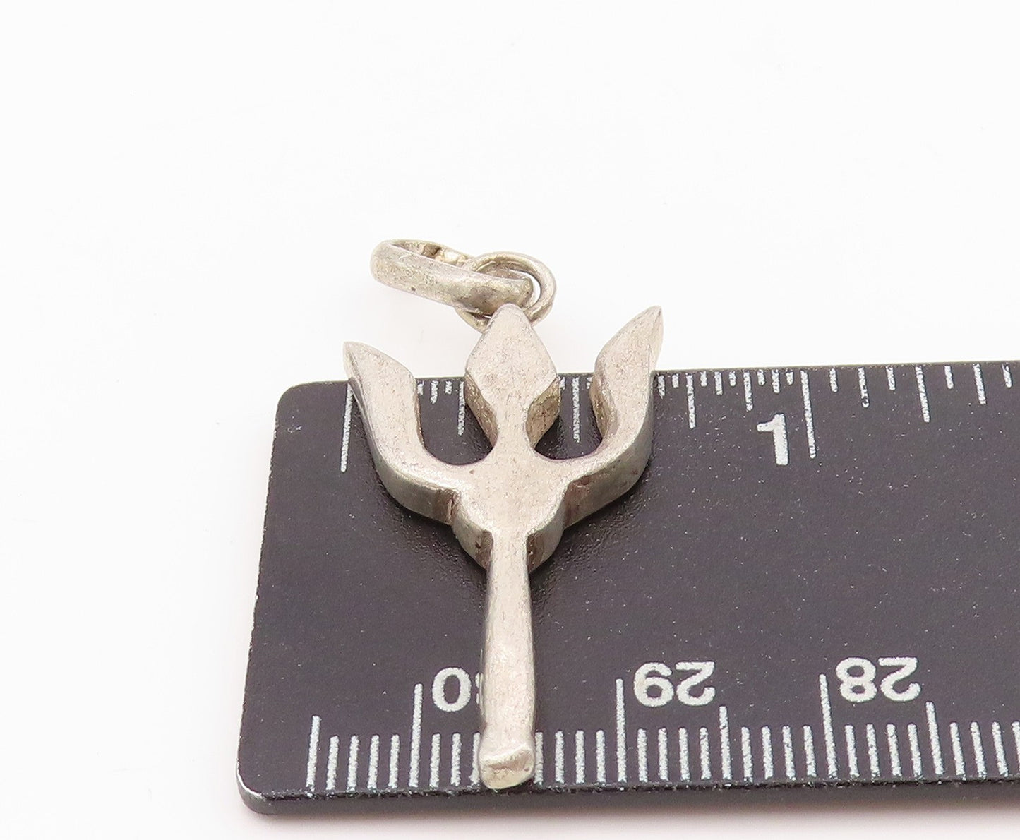 925 Sterling Silver Vintage Pendant Solid Cutout Pointed Devil weapon PT24328