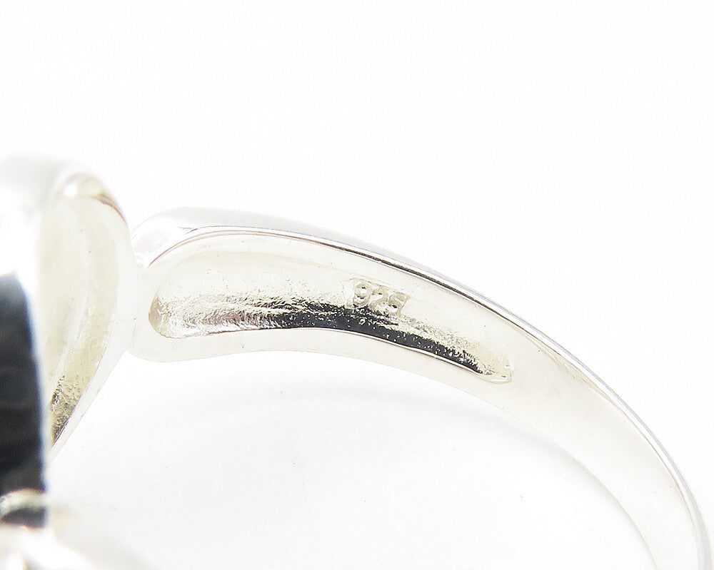 925 Sterling Silver Shiny Two Tone Starfish Motif Band Ring Sz 8 RG11109
