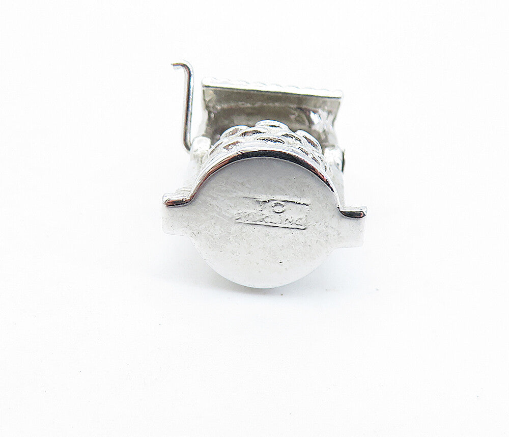 925 Sterling Silver Vintage Polished Water Well Motif Drop Pendant PT4705