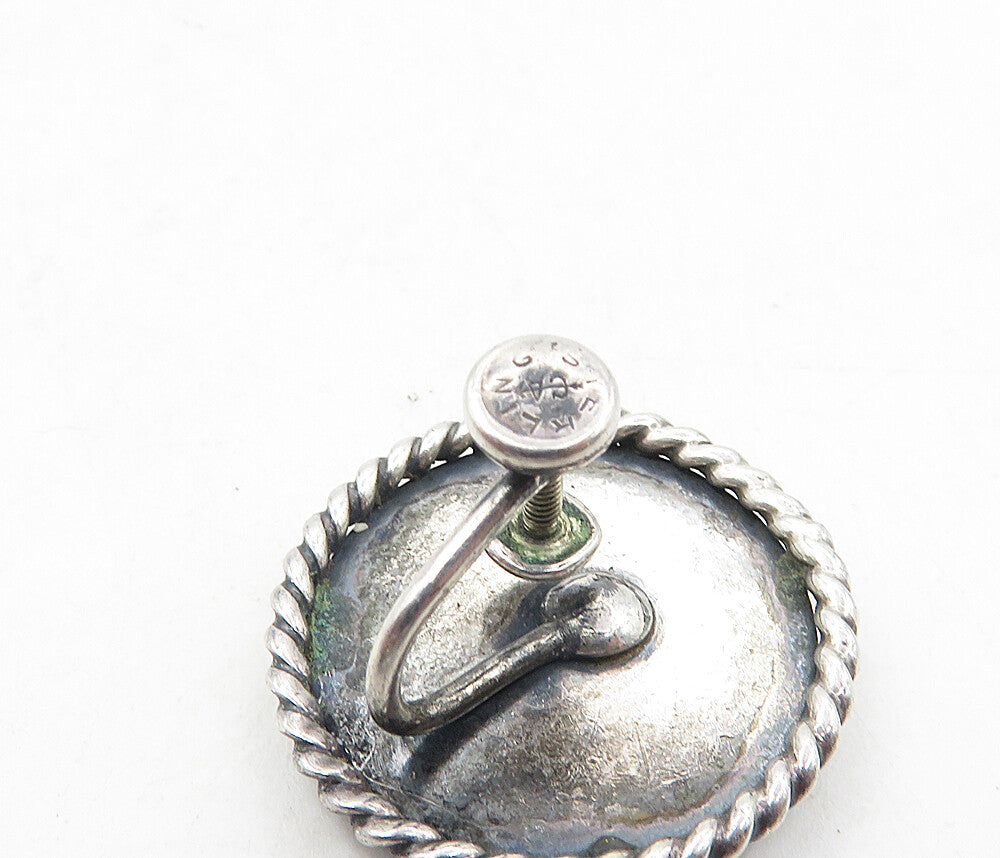 CARL ART 925 Silver Vintage Swirl Pattern Non Pierce Screw Earrings EG4870